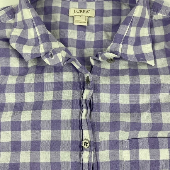 J Crew Button Up Shirt Womens Small Purple Plaid - Picture 6 of 9